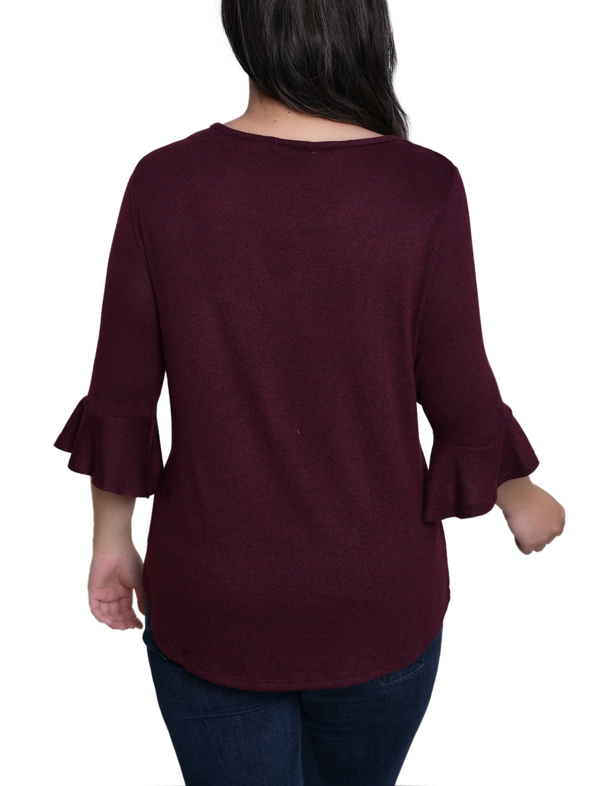 Dressbarn Premium | NY Collection Petite 3/4 Bell Sleeve Top With Hardware