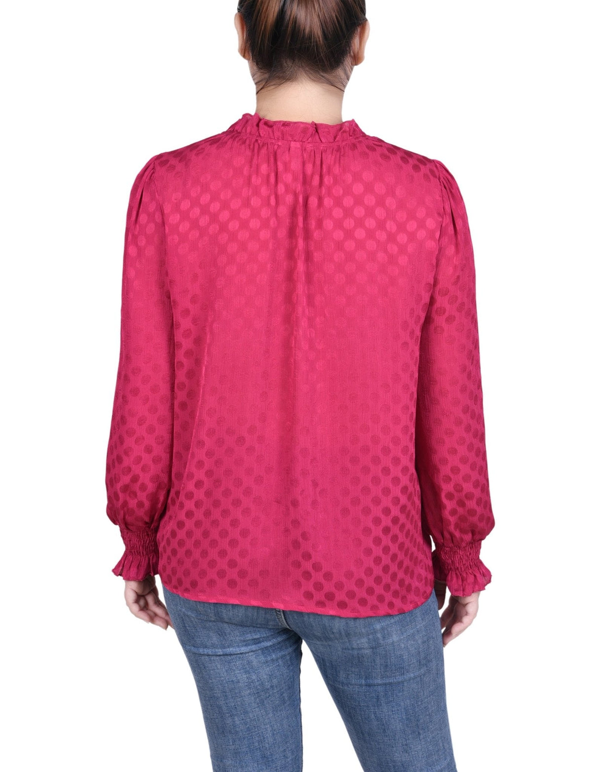 Dressbarn Popular | Long Sleeve Smocked Cuff Blouse - Petite