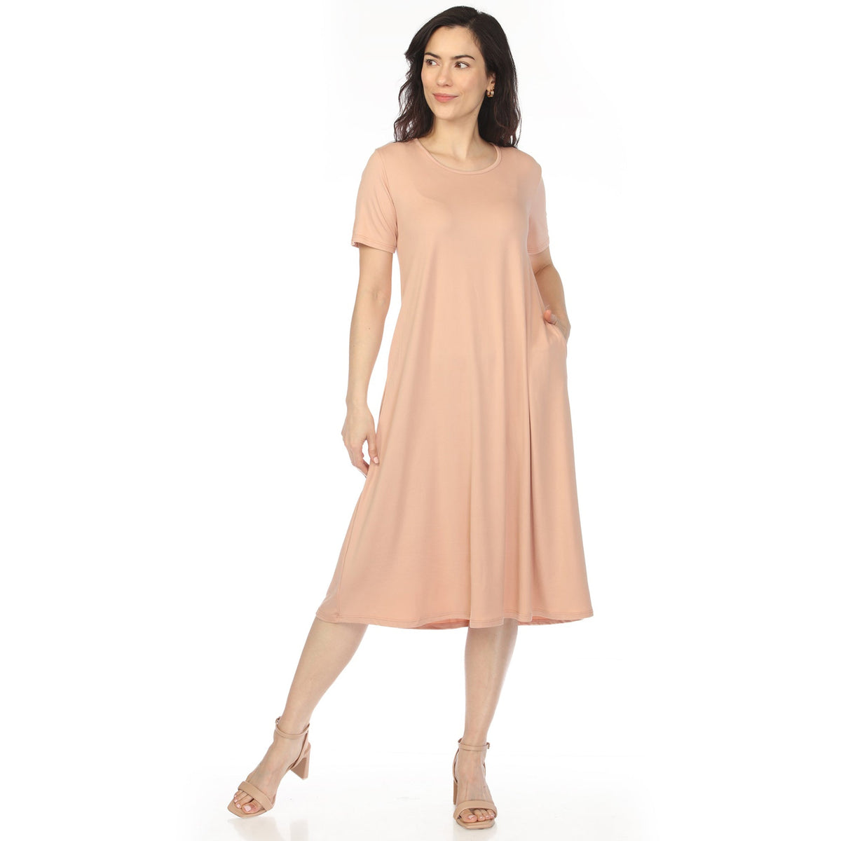 Dressbarn Recommended | Women's Crew Neck T-Shirt Dress - Rose Gold