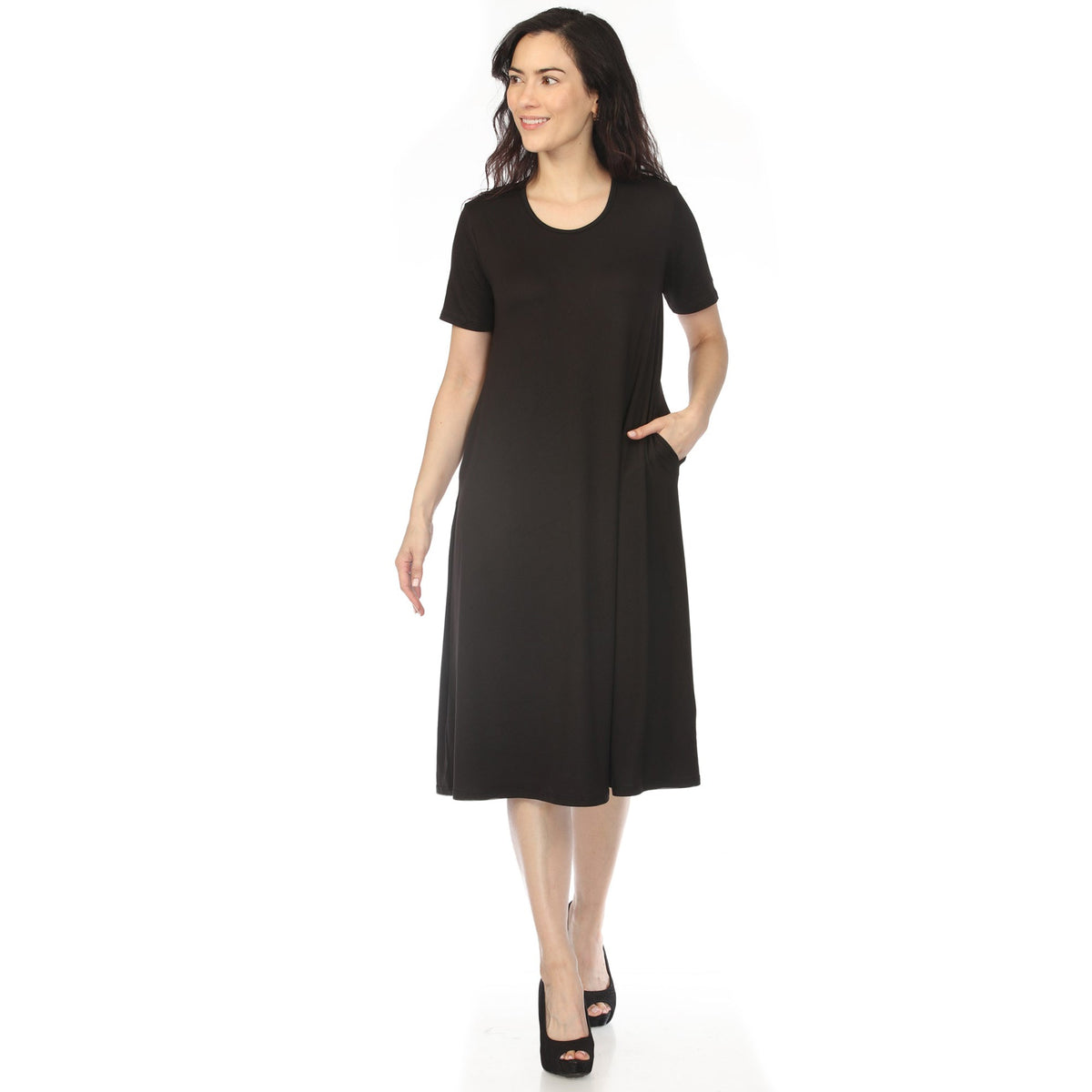 Dressbarn New | Women's Crew Neck T-Shirt Dress - Black