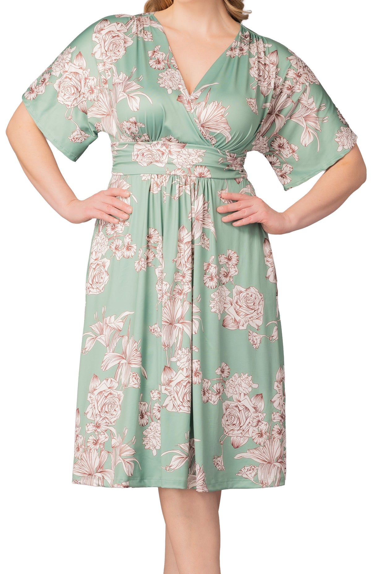Dressbarn Trending | Gia Midi Dress -Sage Garden Print - Plus