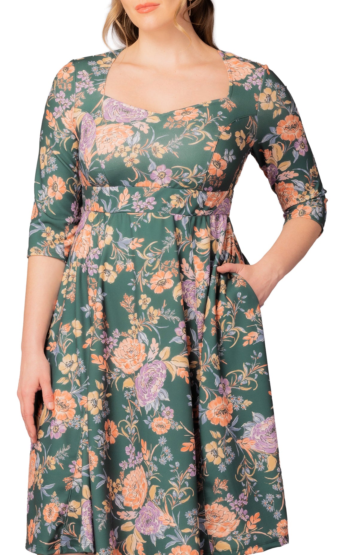 Dressbarn Trending | Royal Sweetheart Cocktail Dress - Green Garden - Plus