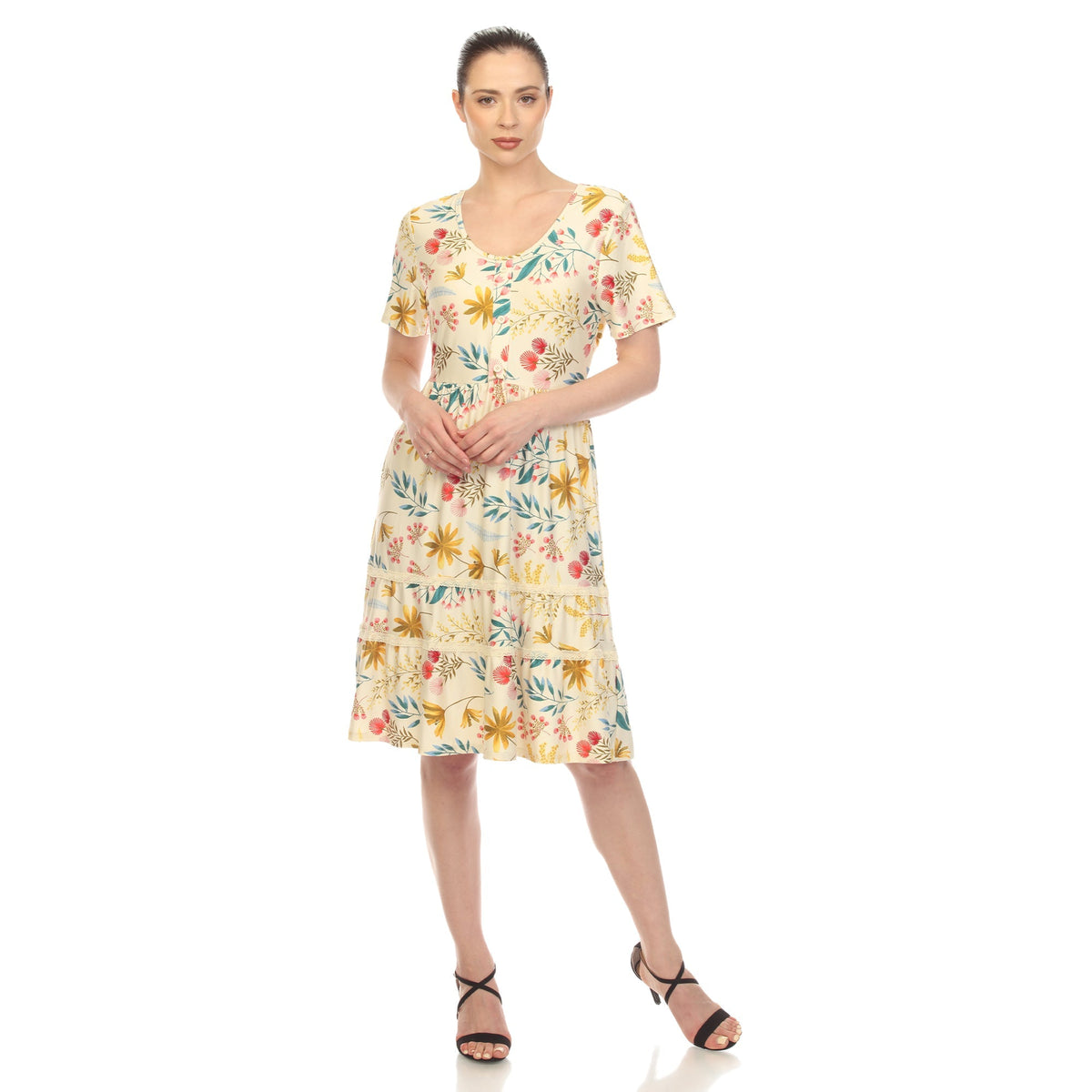 Dressbarn Best Seller | Floral Short Sleeve Knee Length Dress