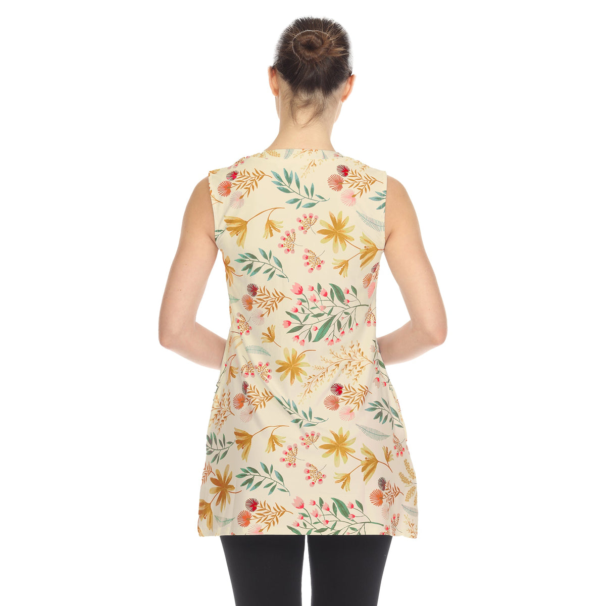 Dressbarn Trending | Beige Floral Sleeveless Tunic Top
