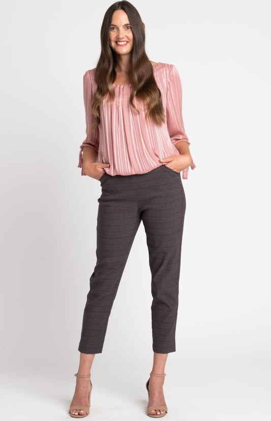 Dressbarn New | Roz & Ali™ Millennium Wine Plaid Pull On Ankle Pants