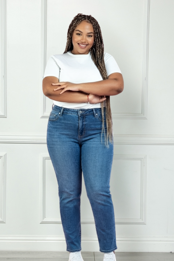 Dressbarn Recommended | Westport Signature Straight Leg Pearl Rivet Denim Jeans, Plus