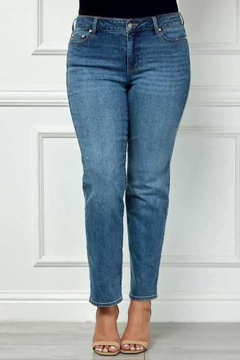 Dressbarn Recommended | Westport Signature Straight Leg Pearl Rivet Denim Jeans, Plus