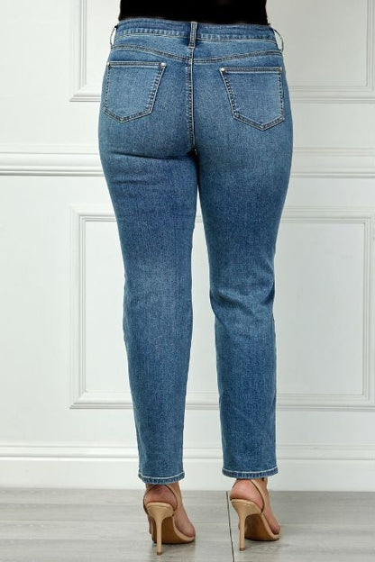 Dressbarn Recommended | Westport Signature Straight Leg Pearl Rivet Denim Jeans, Plus