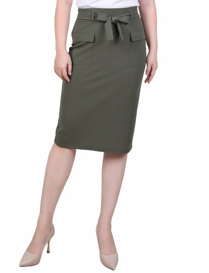 Dressbarn Premium | Beetle Slim Belted Scuba Crepe Skirt