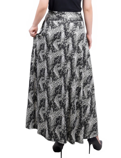 Dressbarn Premium | Black Yellow Animal Maxi Skirt With Sash Waist Tie