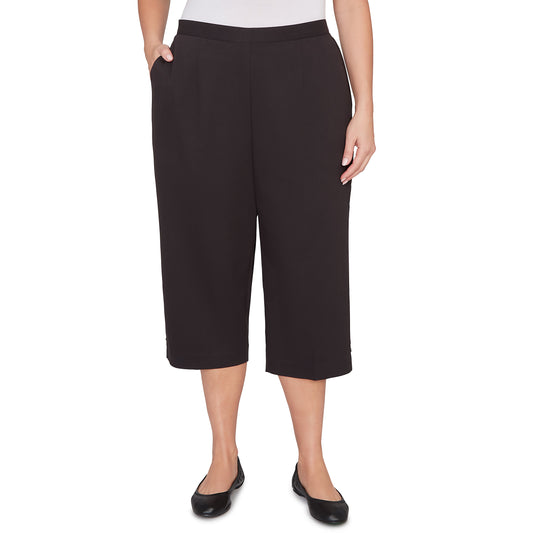 Dressbarn Premium | Alfred Dunner Solid Twill Button Hem Capri Pant - Plus