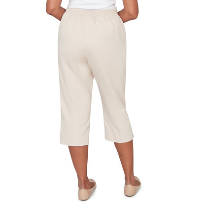 Dressbarn New | Alfred Dunner Solid Twill Button Hem Capri Pant