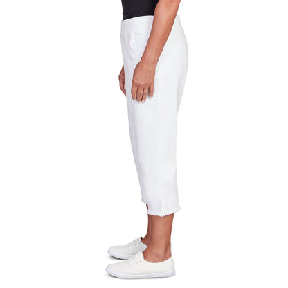 Dressbarn Popular | Alfred Dunner Super Stretch Denim Fringe Capri Pant