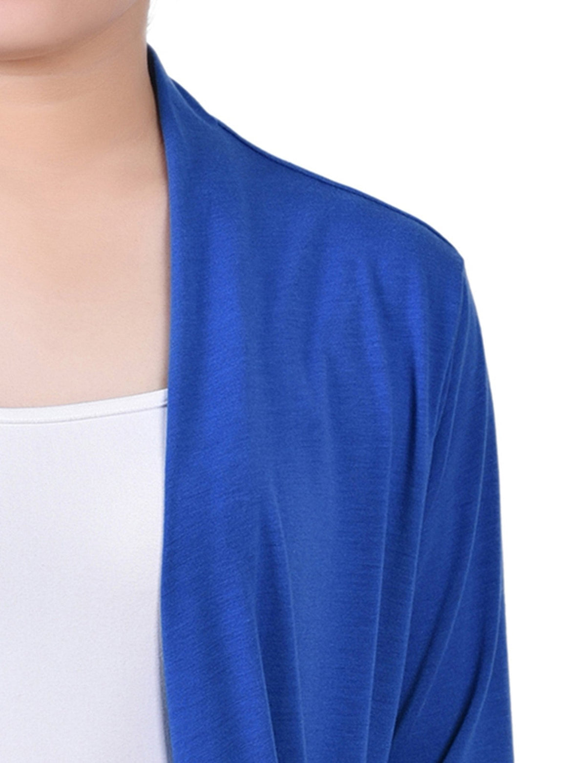 Dressbarn New | Nautical Blue Solid 3/4 Sleeve Cardigan