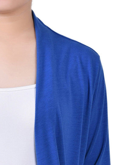 Dressbarn New | Nautical Blue Solid 3/4 Sleeve Cardigan