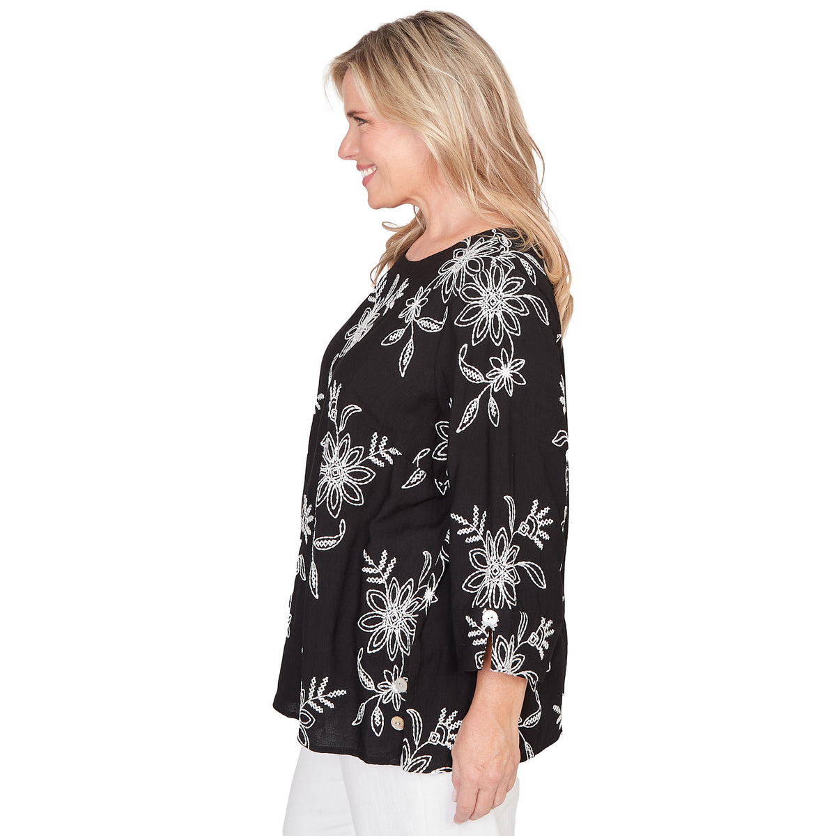 Dressbarn New | Alfred Dunner Tossed Floral Embroidered Top, Plus