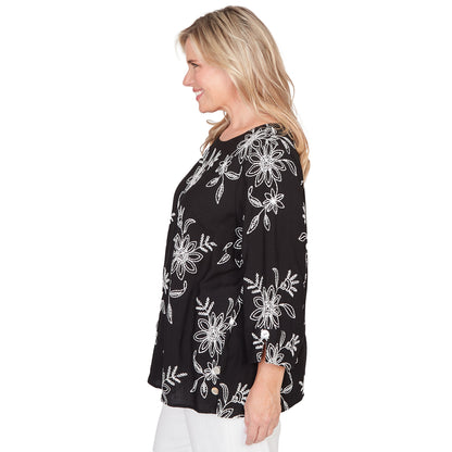 Dressbarn New | Alfred Dunner Tossed Floral Embroidered Top, Plus