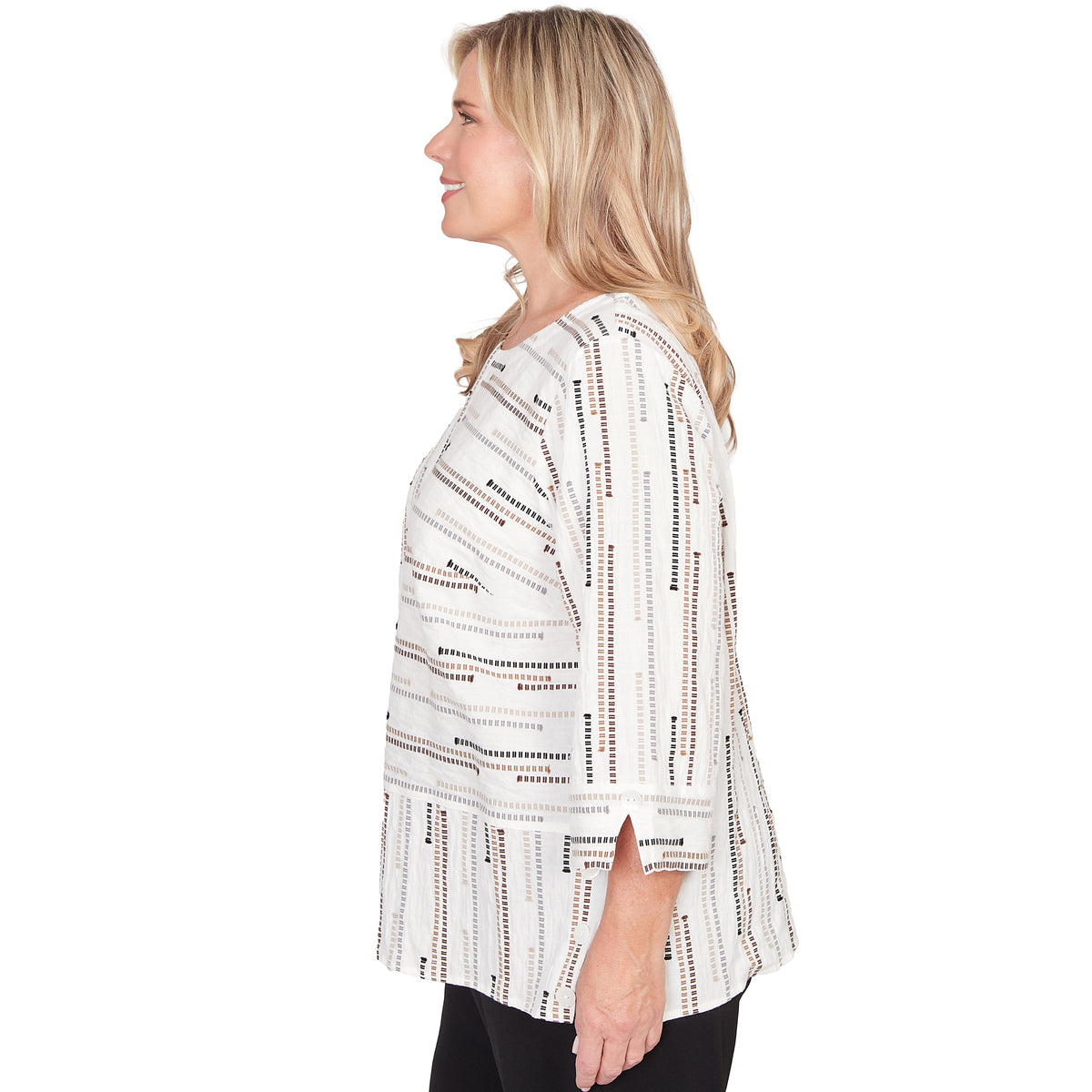 Dressbarn Popular | Alfred Dunner Spliced Jacquard Stripe Top, Plus