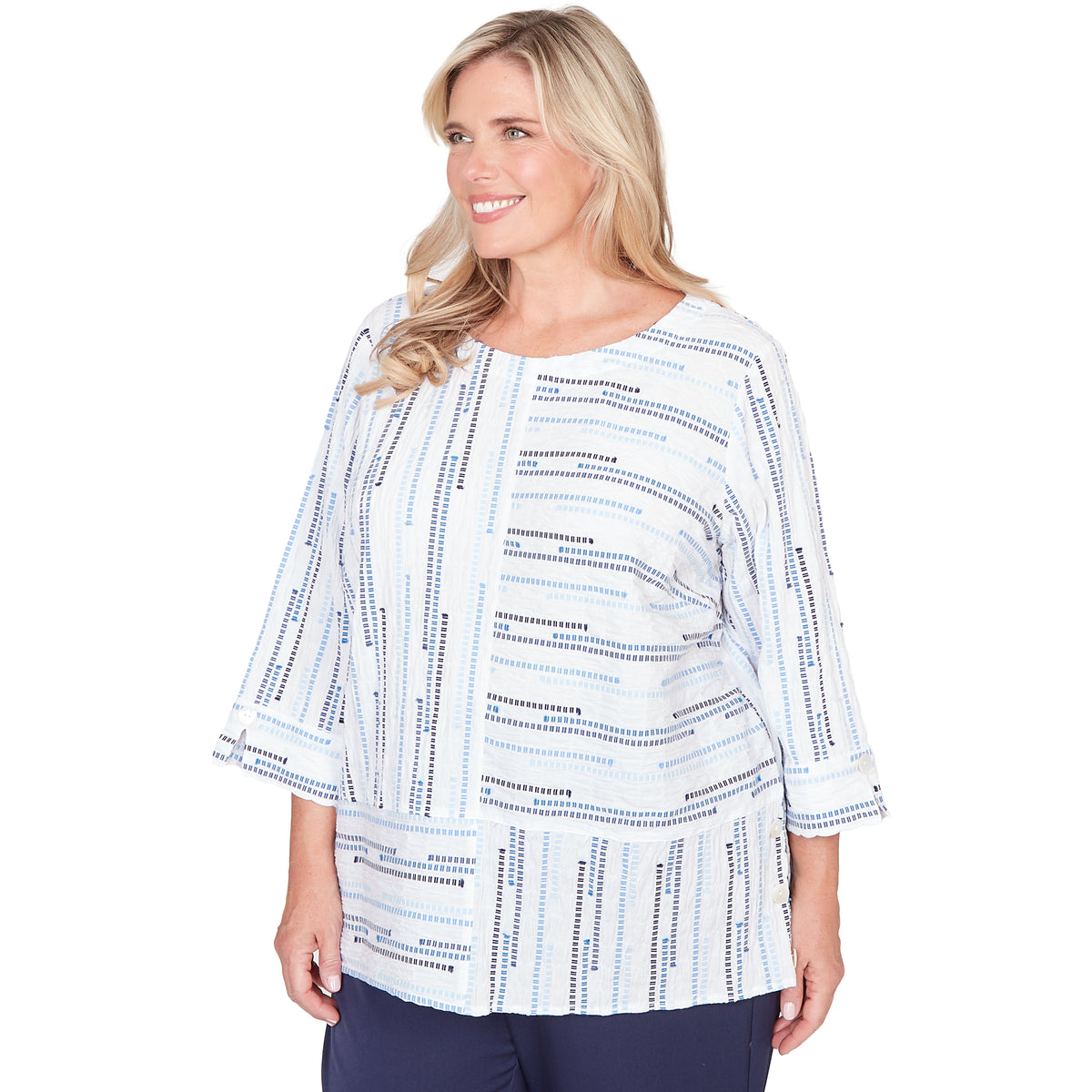 Dressbarn Popular | Alfred Dunner Spliced Jacquard Stripe Top, Plus
