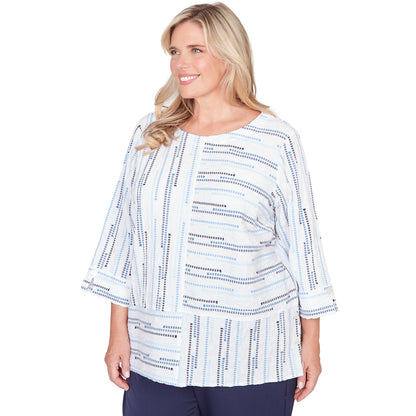 Dressbarn Popular | Alfred Dunner Spliced Jacquard Stripe Top, Plus