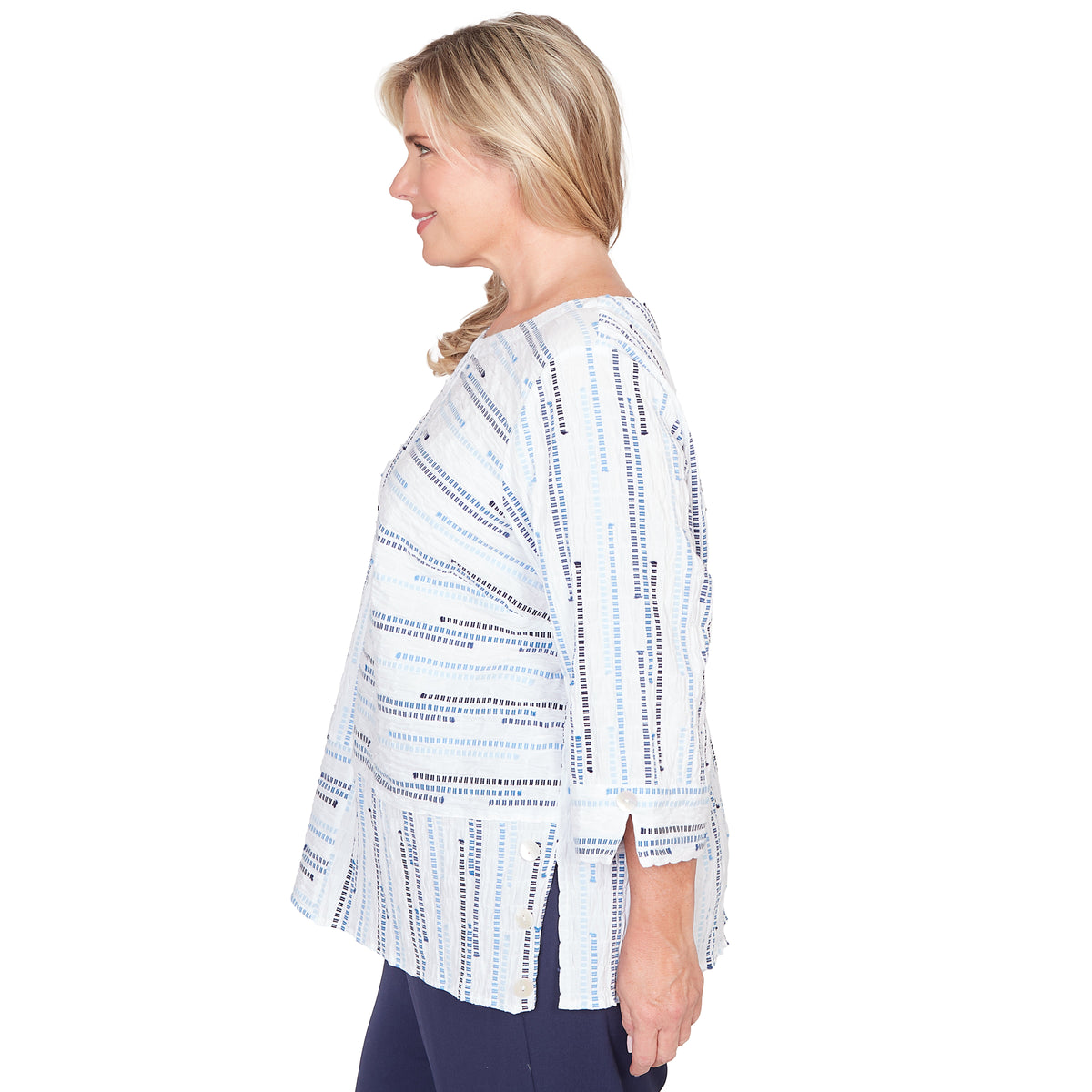 Dressbarn Popular | Alfred Dunner Spliced Jacquard Stripe Top, Plus