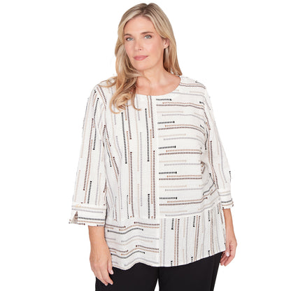 Dressbarn Popular | Alfred Dunner Spliced Jacquard Stripe Top, Plus