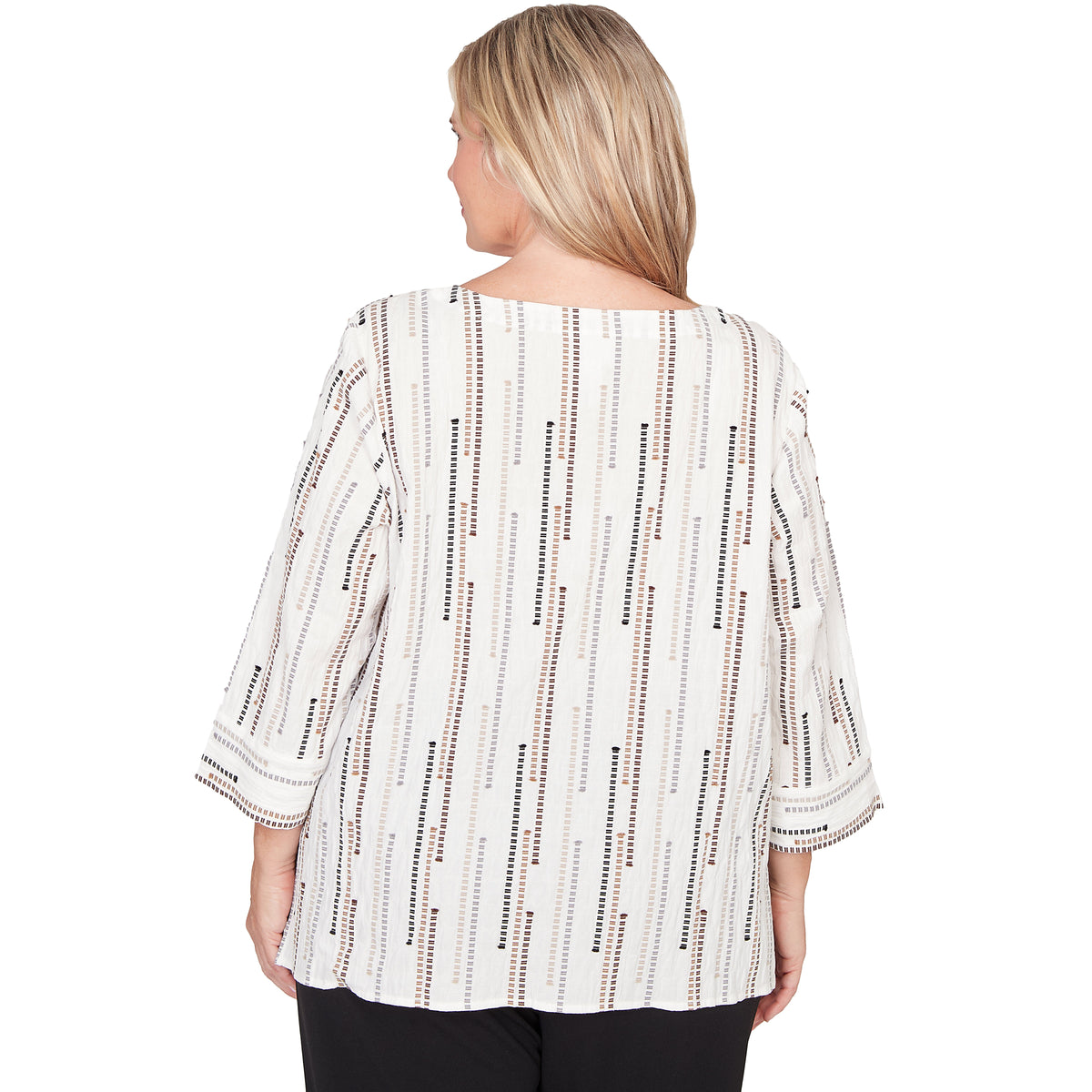 Dressbarn Popular | Alfred Dunner Spliced Jacquard Stripe Top, Plus