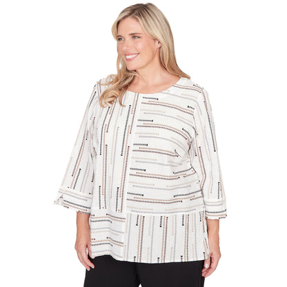 Dressbarn Popular | Alfred Dunner Spliced Jacquard Stripe Top, Plus