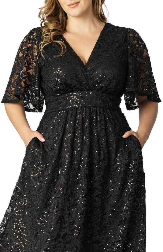Dressbarn Trending | Starry Sequined Lace Cocktail Dress - Plus
