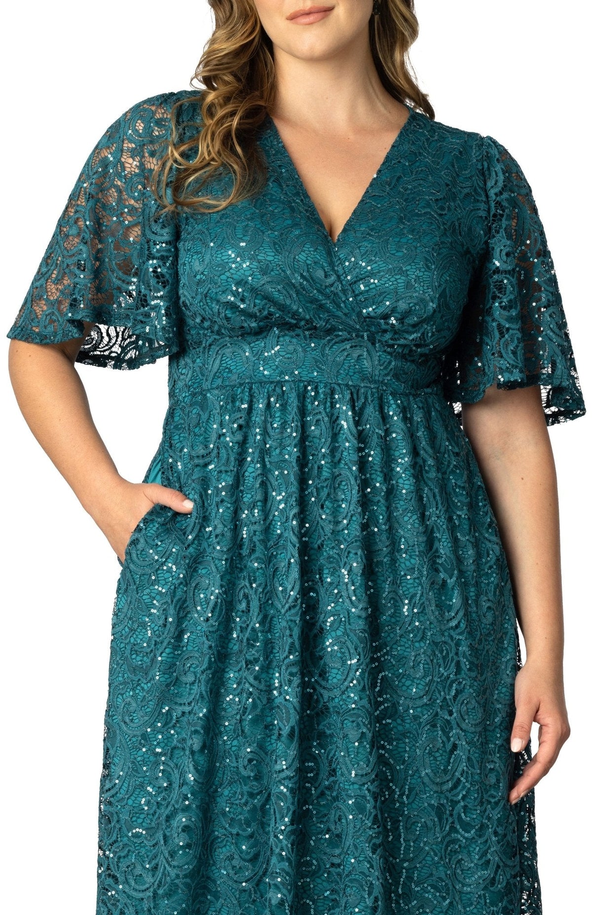 Dressbarn Trending | Starry Sequined Lace Cocktail Dress - Plus