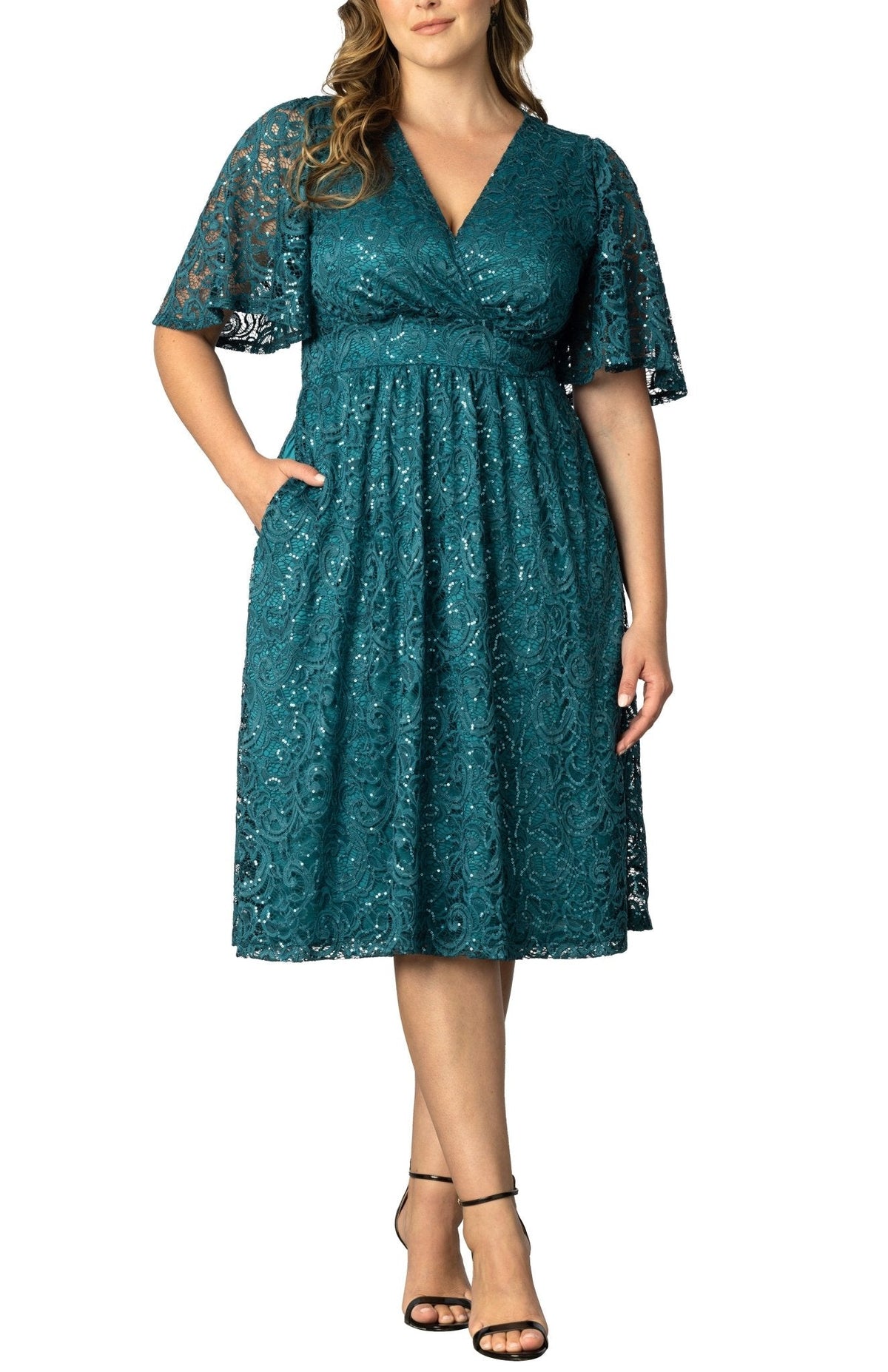 Dressbarn Trending | Starry Sequined Lace Cocktail Dress - Plus