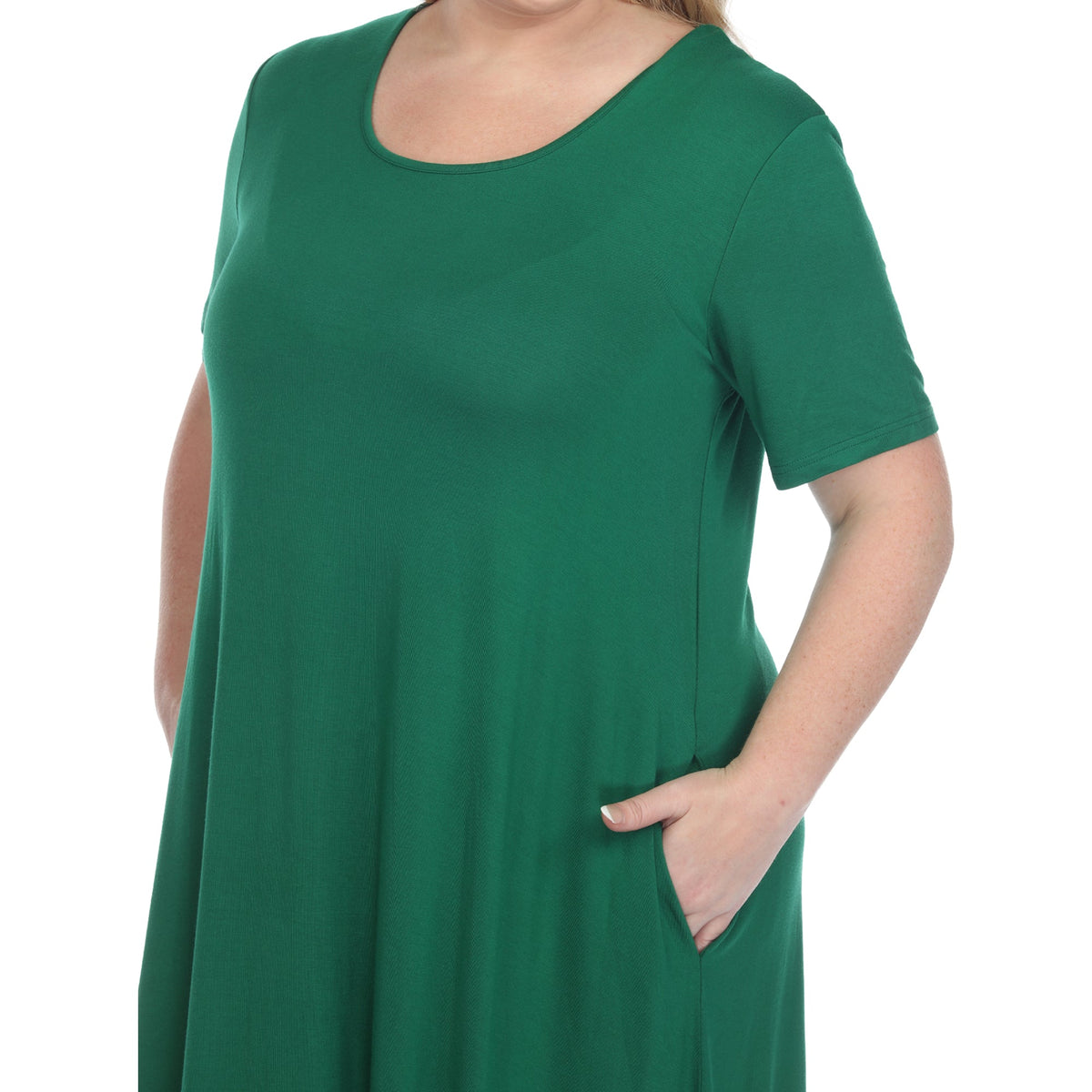 Dressbarn New | Short Sleeve Pocket Swing Midi Dress - Plus