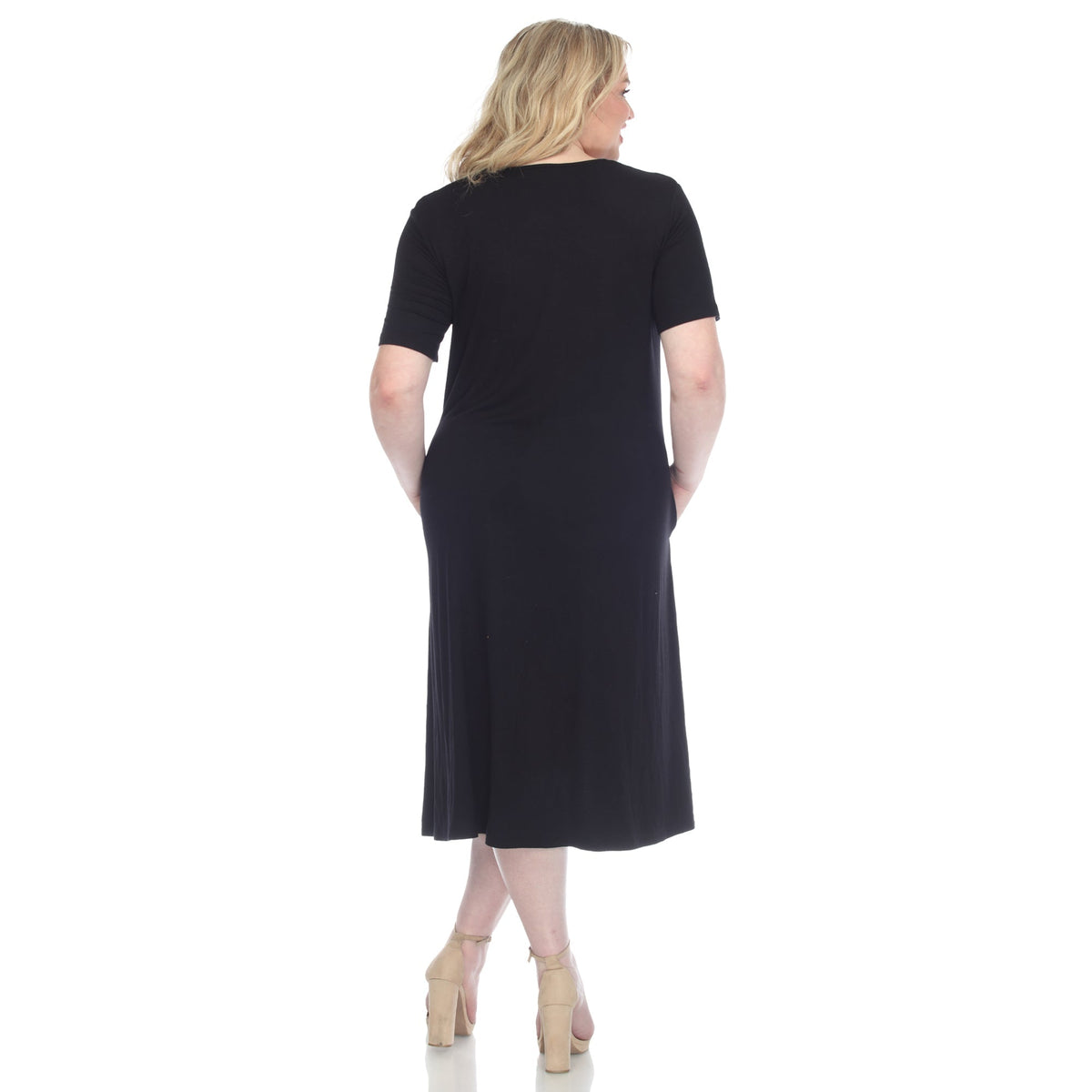 Dressbarn New | Short Sleeve Pocket Swing Midi Dress - Plus