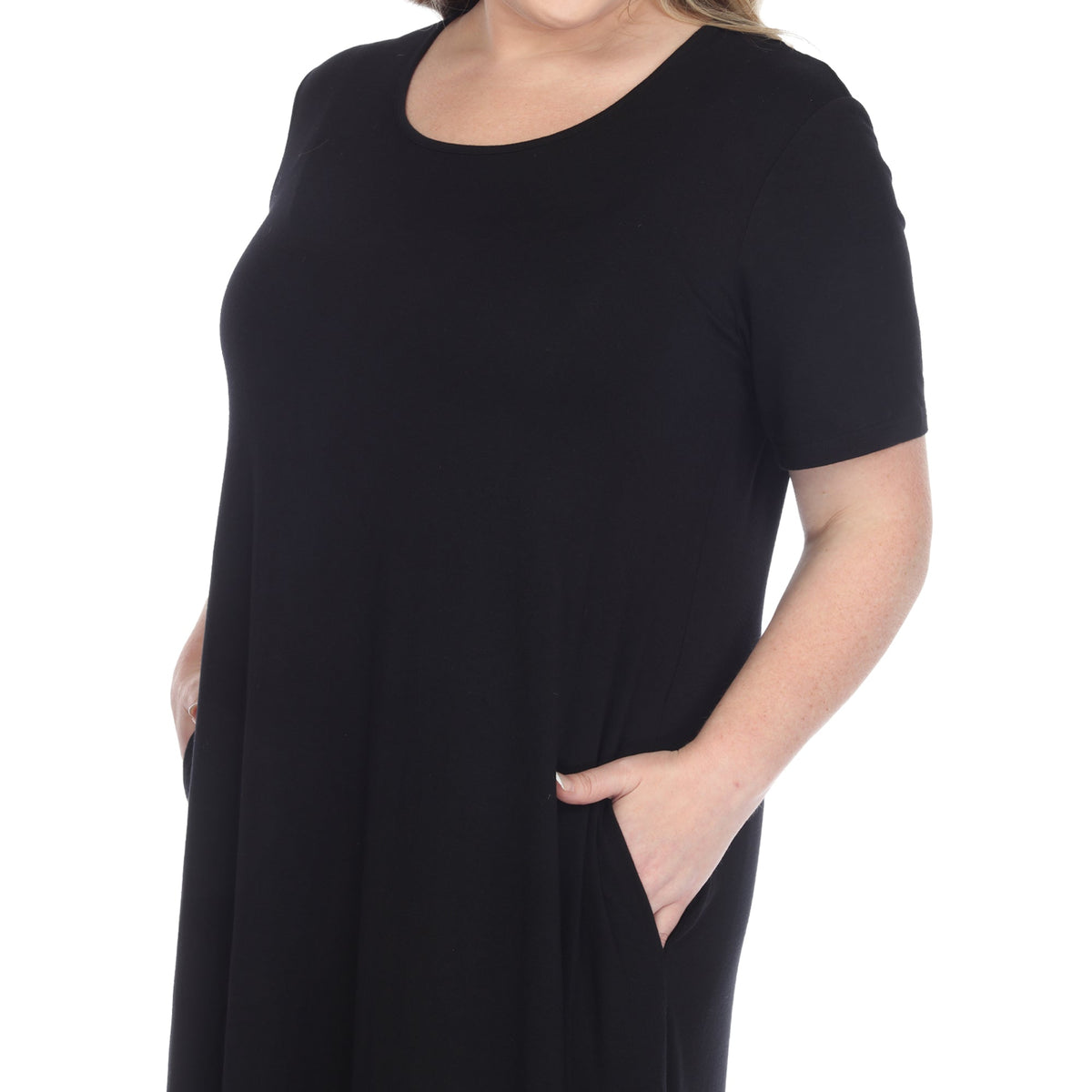 Dressbarn New | Short Sleeve Pocket Swing Midi Dress - Plus