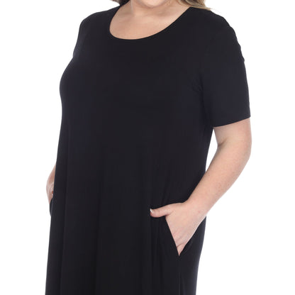 Dressbarn New | Short Sleeve Pocket Swing Midi Dress - Plus