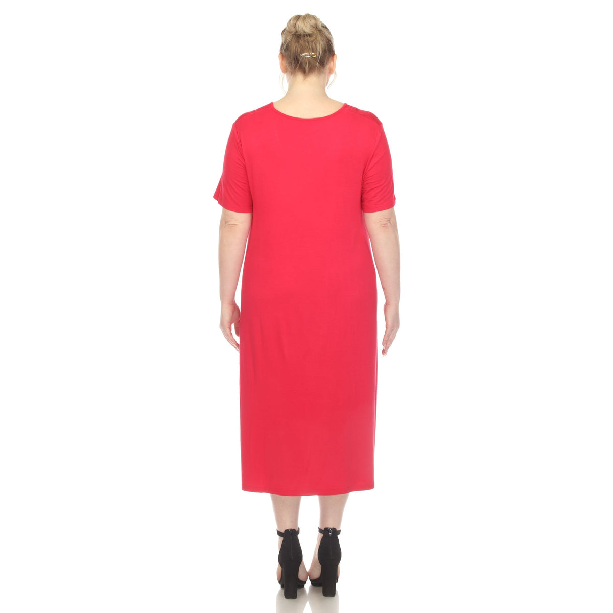 Dressbarn New | Short Sleeve Pocket Swing Midi Dress - Plus
