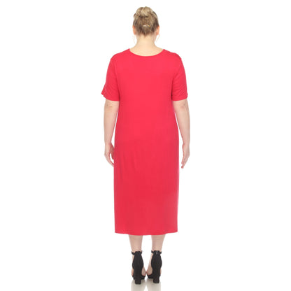 Dressbarn New | Short Sleeve Pocket Swing Midi Dress - Plus