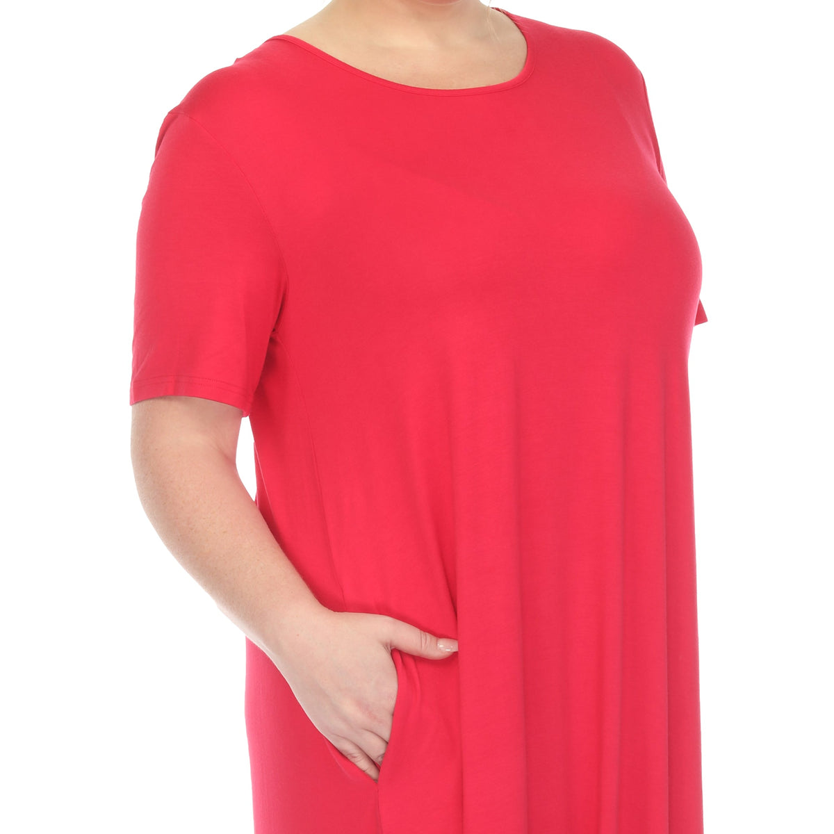 Dressbarn New | Short Sleeve Pocket Swing Midi Dress - Plus