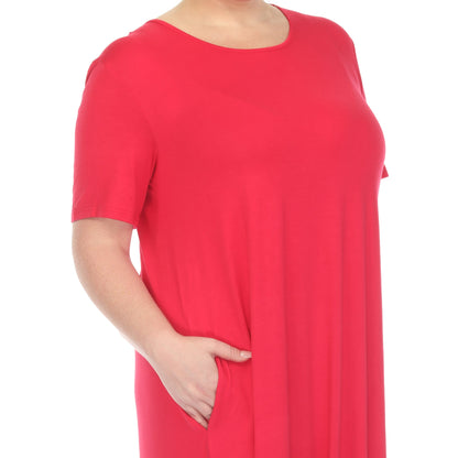 Dressbarn New | Short Sleeve Pocket Swing Midi Dress - Plus