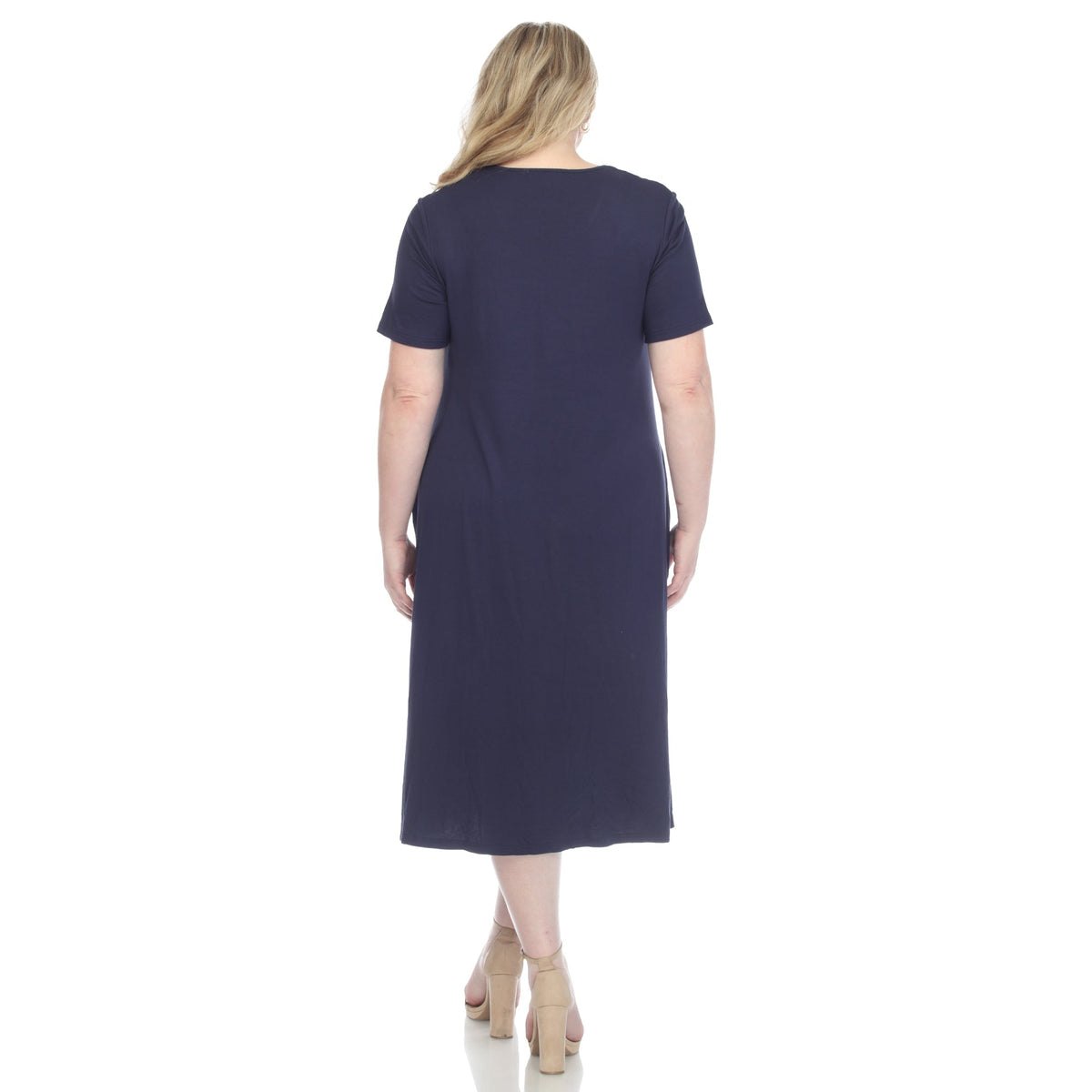 Dressbarn New | Short Sleeve Pocket Swing Midi Dress - Plus