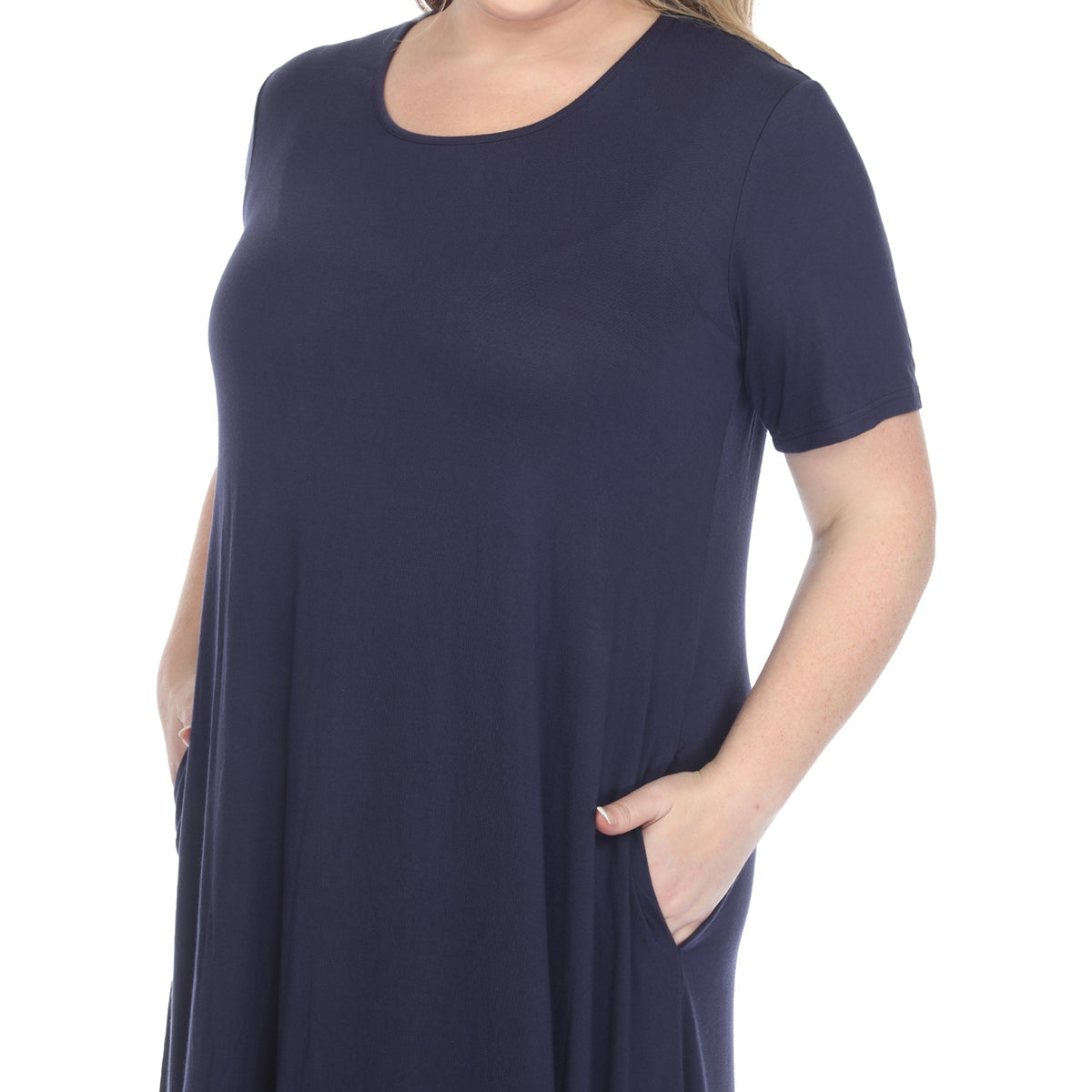 Dressbarn New | Short Sleeve Pocket Swing Midi Dress - Plus