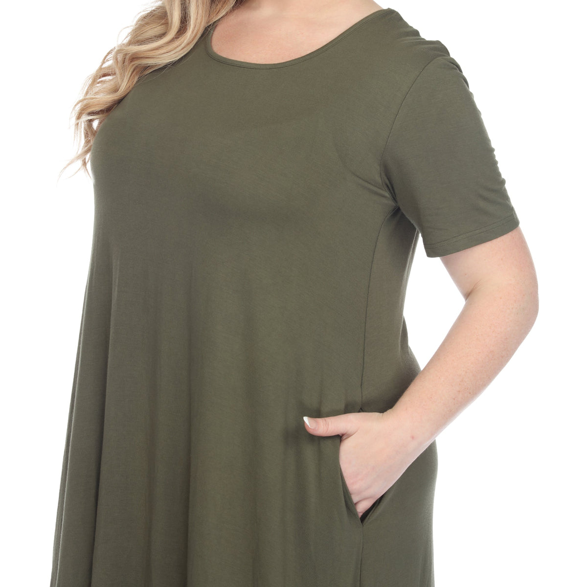 Dressbarn New | Short Sleeve Pocket Swing Midi Dress - Plus