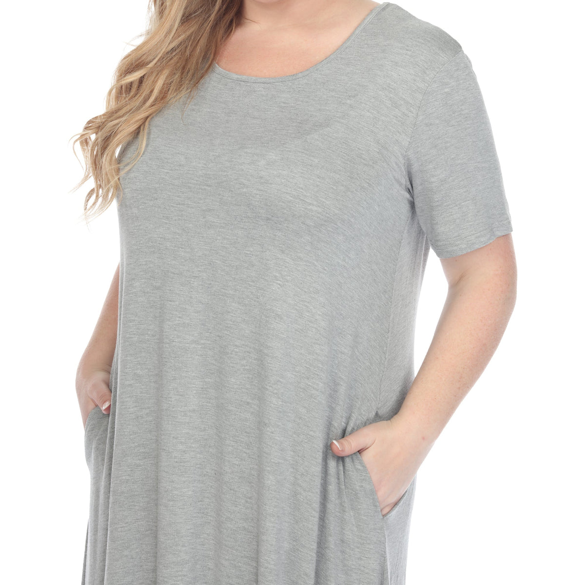 Dressbarn New | Short Sleeve Pocket Swing Midi Dress - Plus
