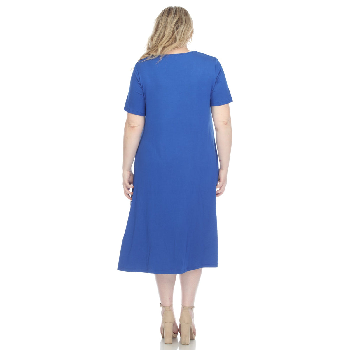Dressbarn New | Short Sleeve Pocket Swing Midi Dress - Plus