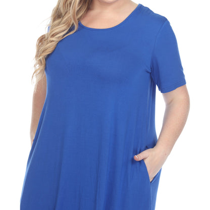 Dressbarn New | Short Sleeve Pocket Swing Midi Dress - Plus
