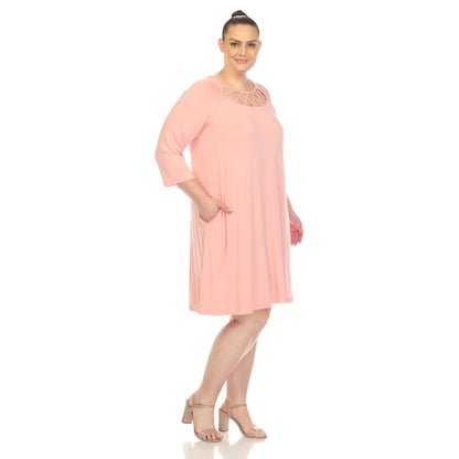 Dressbarn Recommended | Criss Cross Neckline Swing Midi Dress - Plus