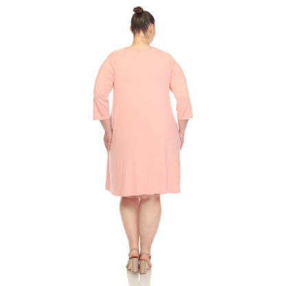 Dressbarn Recommended | Criss Cross Neckline Swing Midi Dress - Plus