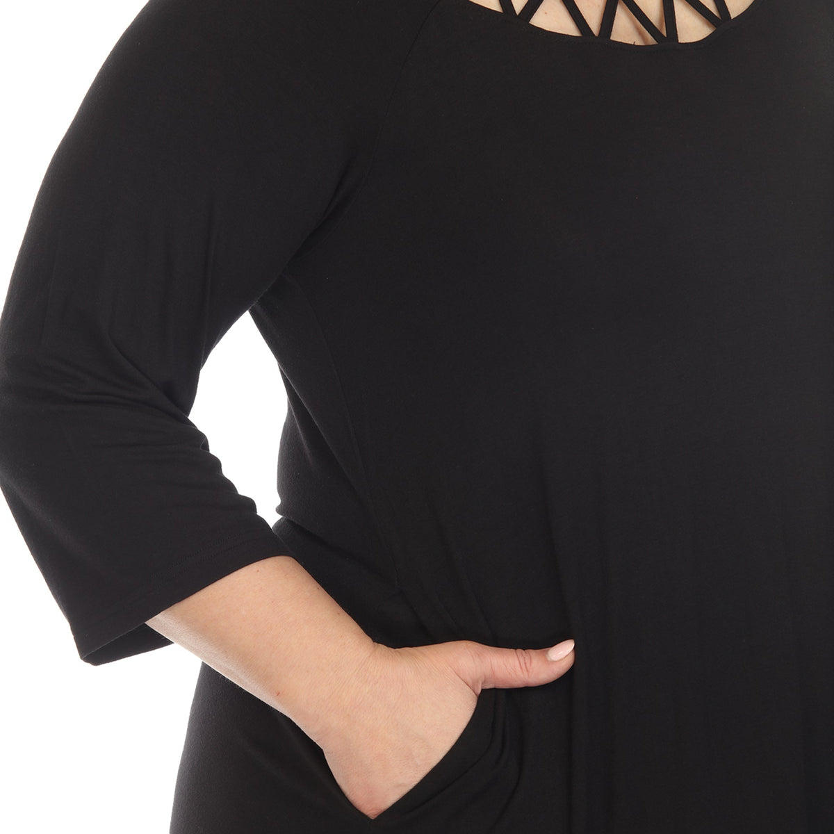 Dressbarn Recommended | Criss Cross Neckline Swing Midi Dress - Plus