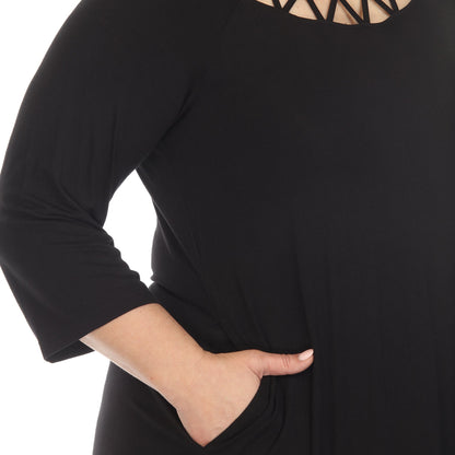 Dressbarn Recommended | Criss Cross Neckline Swing Midi Dress - Plus
