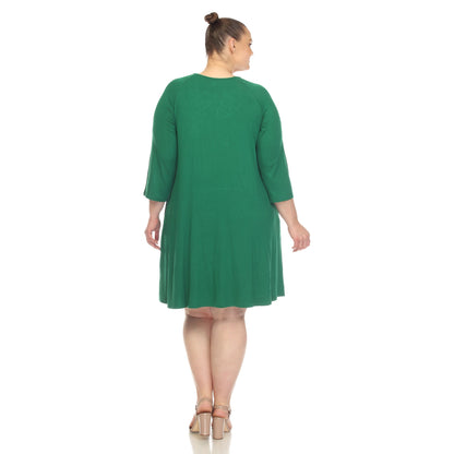 Dressbarn Recommended | Criss Cross Neckline Swing Midi Dress - Plus